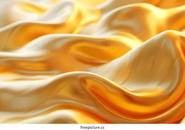 Golden yellow silk fabric with waves