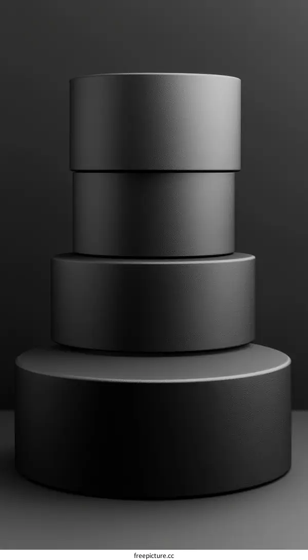 Stack of Black Cylindrical Display Platforms