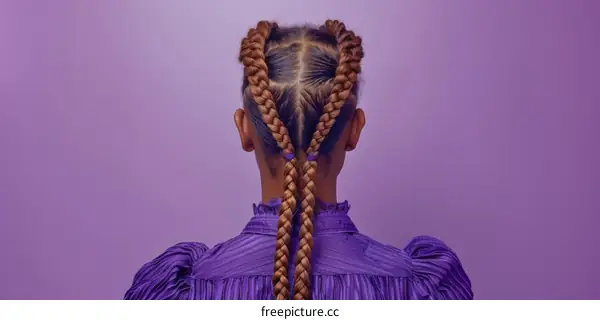 Black woman with long brown hair in a double heart-shaped bun