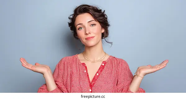 Woman Presenting Offering Something Fashion Portrait