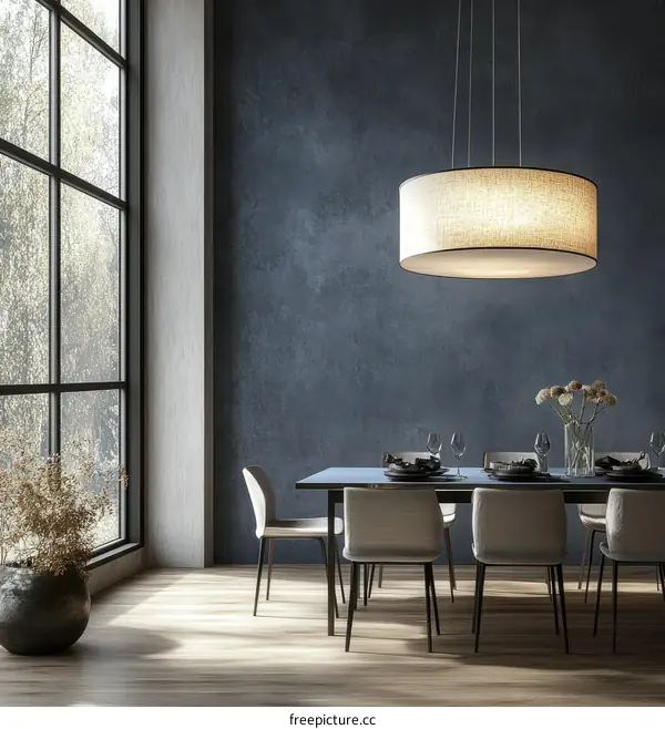 Modern Dining Room Interior Design with Large Windows