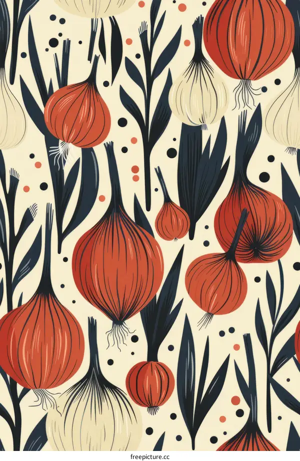 Red and White Onion Seamless Pattern