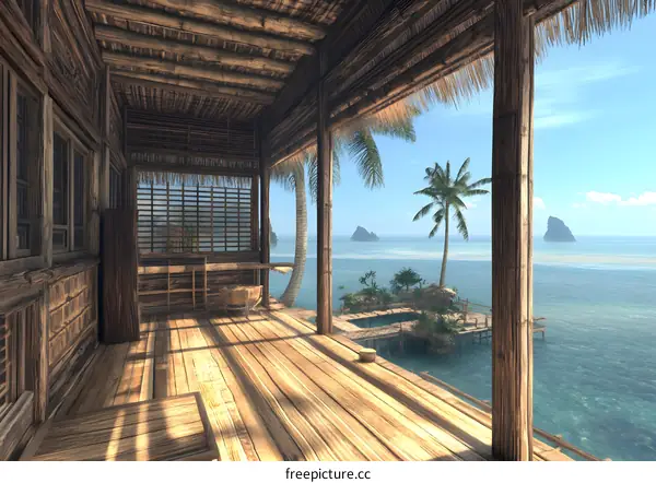 Tropical Wooden House with Ocean View