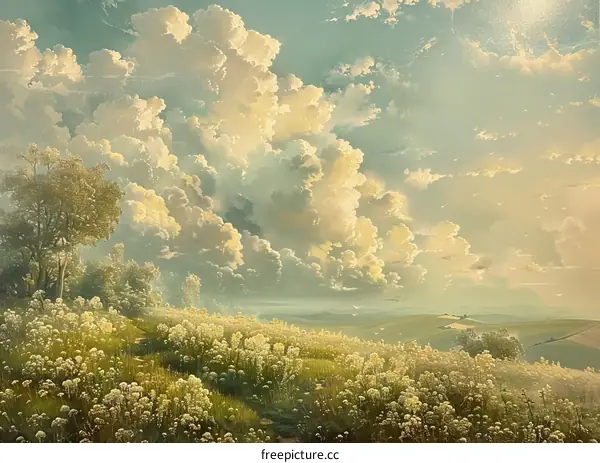 Peaceful Countryside Landscape Oil Painting