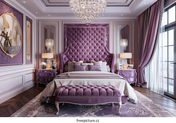 Luxurious Purple Bedroom Interior Design