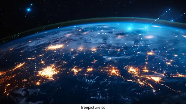 Earth from space showing city lights at night