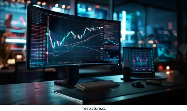 A computer screen with a lot of data on it about the stock market.