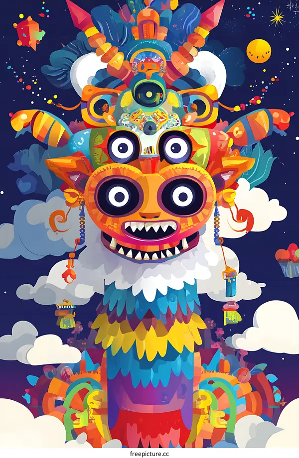 Colorful Illustration Of A Giant Piñata