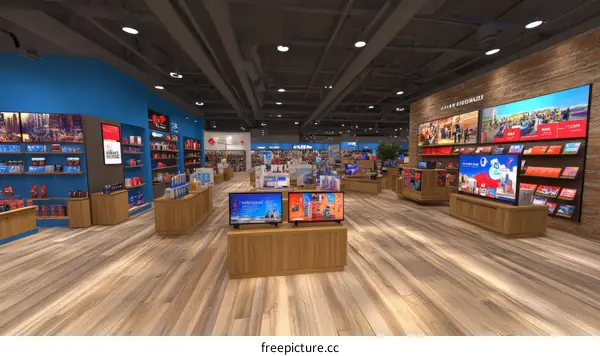 Modern Bookstore Interior Design Illustration