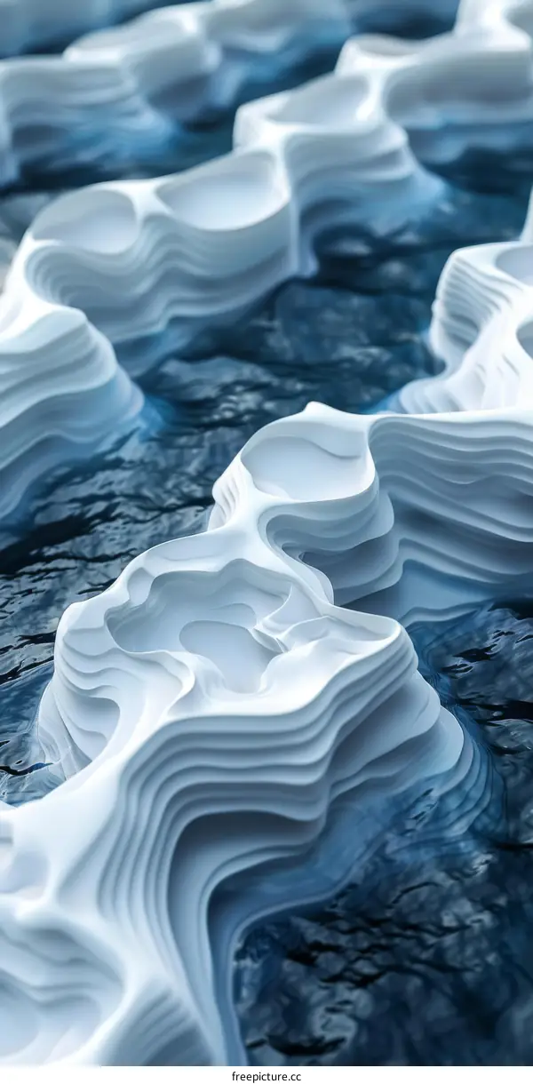 White and Blue Abstract 3D Landscape