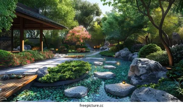 Beautiful Zen Garden Design Illustration