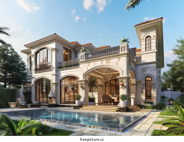 Luxury Villa with Swimming Pool Exterior Design