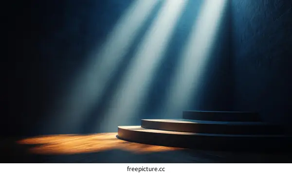 Modern Dark Stage with Spotlight and Elevated Platform