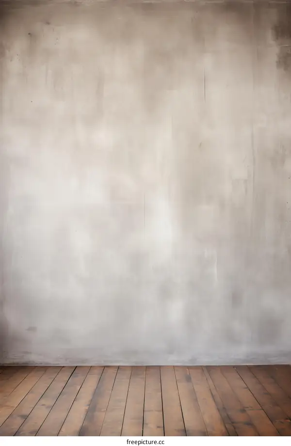 retro wooden floor and grey concrete wall background