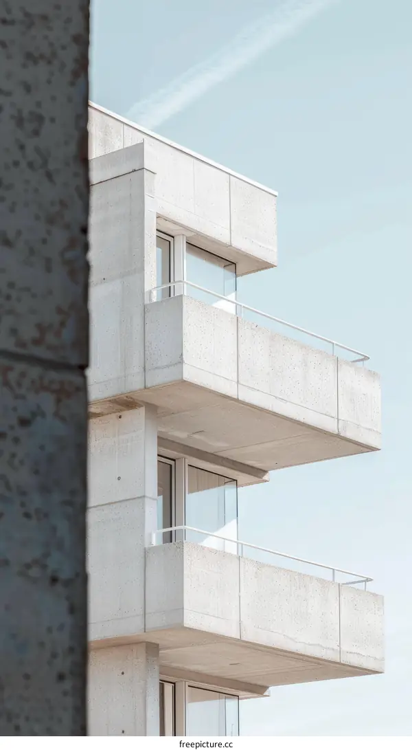 A Modern Residential Apartment Block with Glass Windows and Balcony