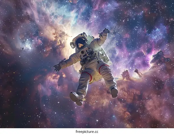 Astronaut in Space Suit Explores the Vastness of Space