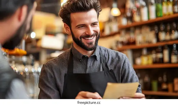 Friendly Cafe Staff Serving Customers
