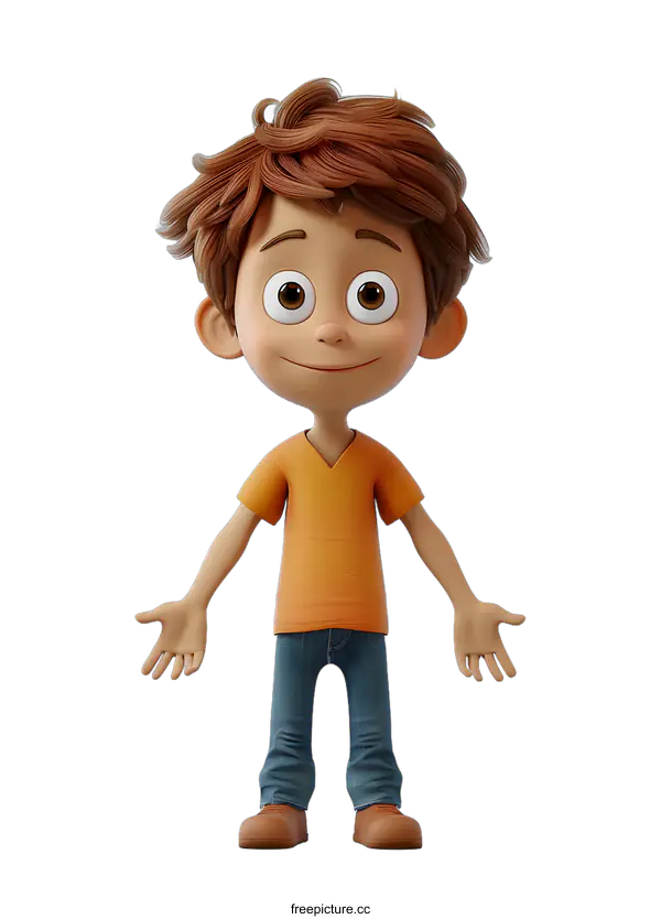 [Transparent Background PNG]Smiling Cartoon Boy Character 3D Rendering