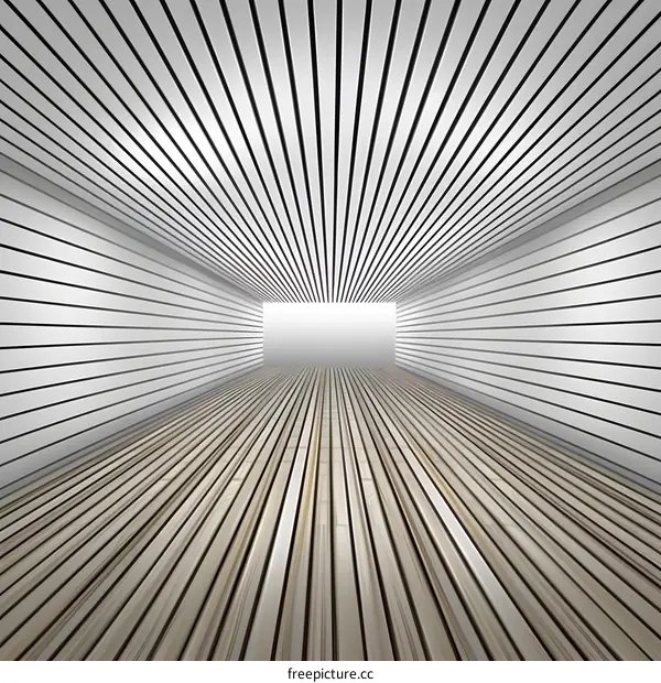 Abstract White Room With Wooden Floor And Stripes On The Wall