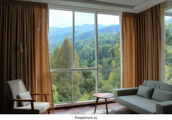 Modern Room with Panoramic Mountain View