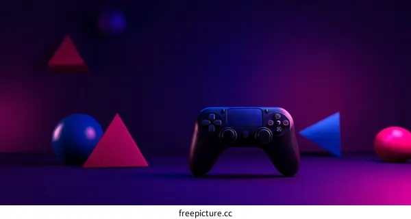 Retro Gaming Controller Minimalist Scene