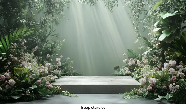 Elegant Tropical Botanical Display Podium