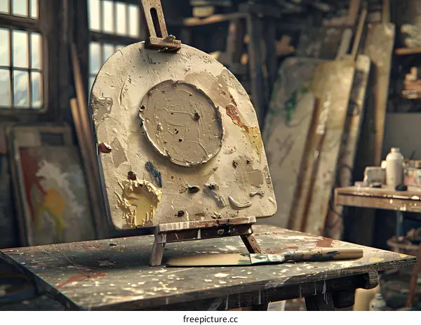Close up of Artist Palette on Easel in Studio