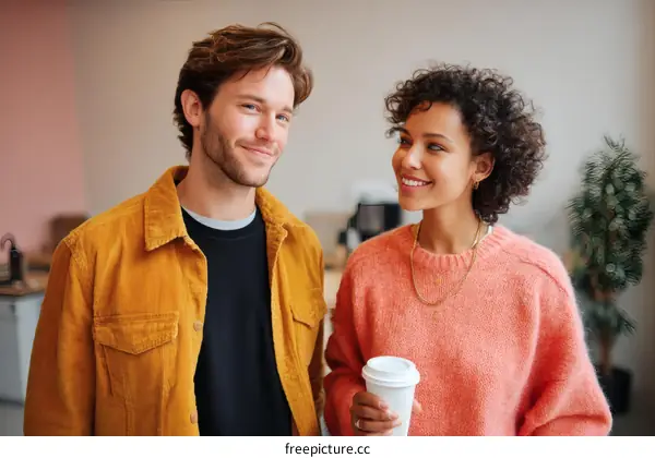 Two Diverse Individuals Engaging in Conversation