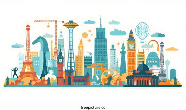 Famous Landmarks of the World Illustration