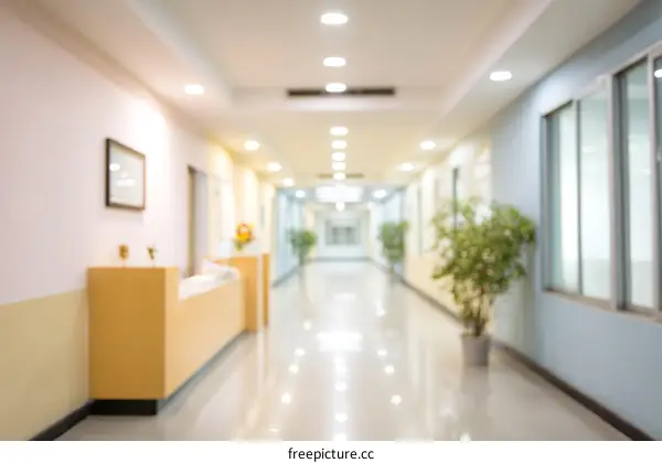 Blurred Hospital Corridor Interior Design