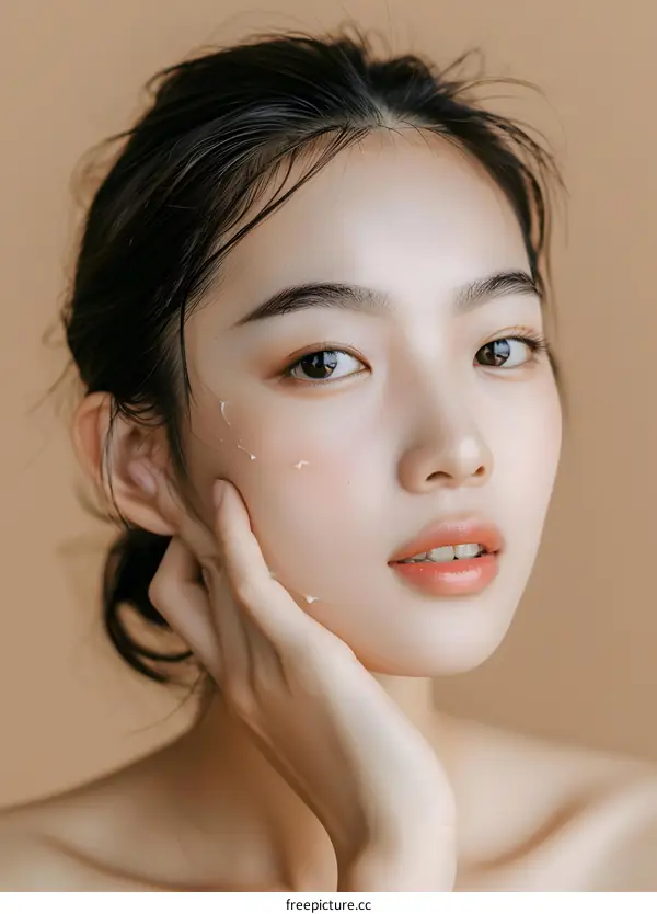 Close Up Portrait of Asian Woman with Soft Skin