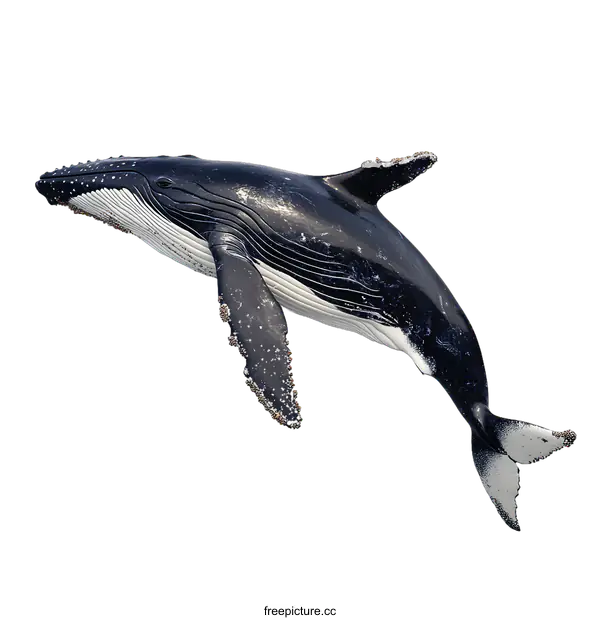 [Transparent Background PNG]Humpback Whale Isolated on White Background