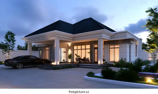 Modern Luxury Home Exterior Design With Car