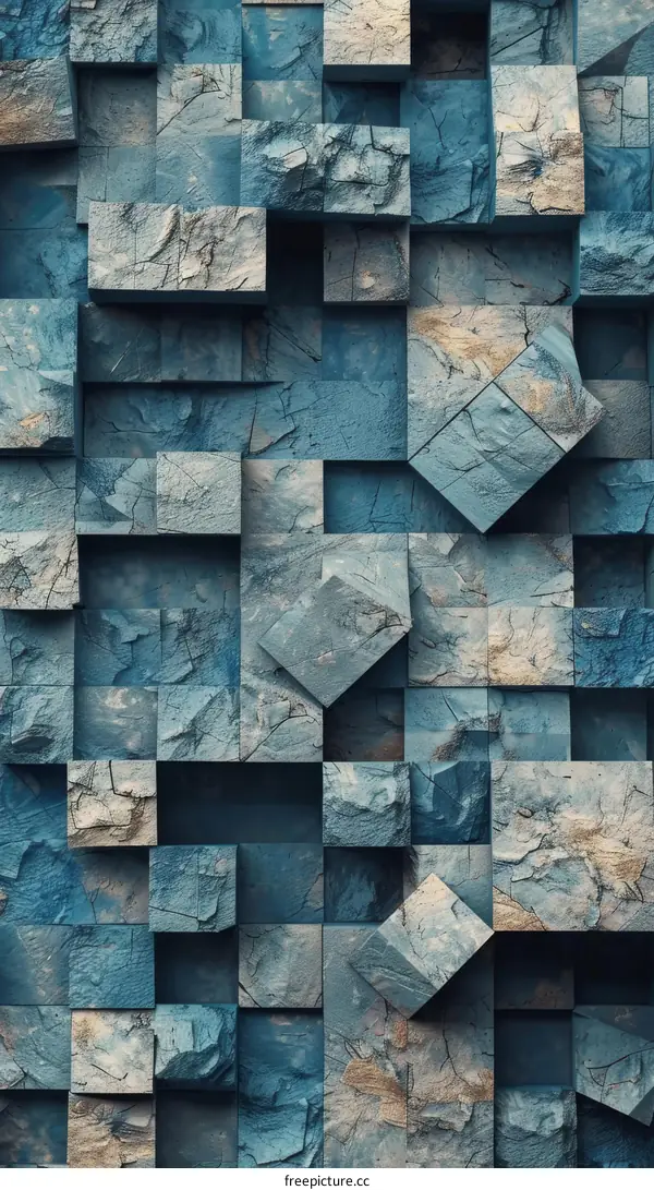 Blue and gray stone blocks background