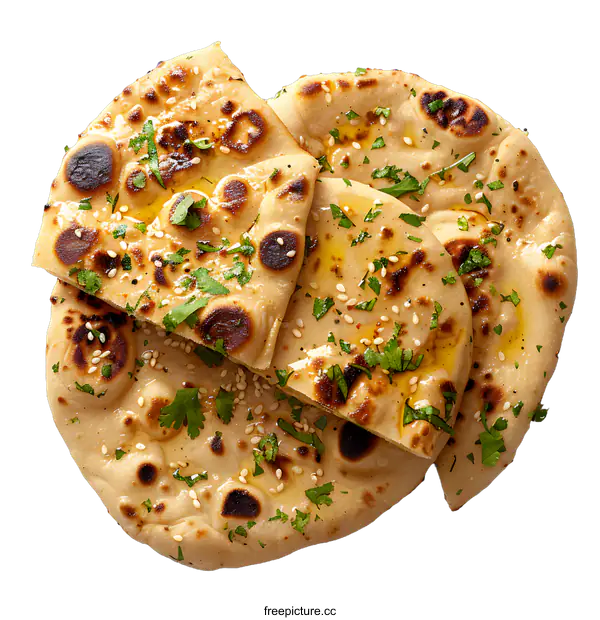 [Transparent Background PNG]Indian naan bread on white background