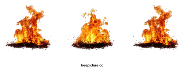 [Transparent Background PNG]Three Isolated Flames on White Background