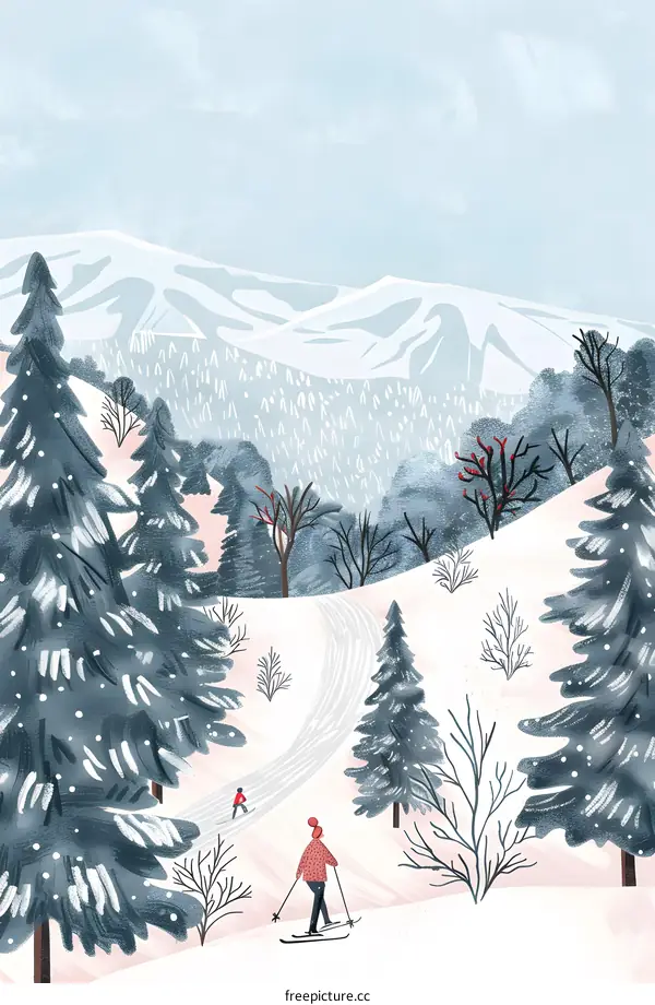 Winter Skiing in the Mountains