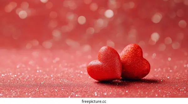 Two Red Hearts on a Red Background