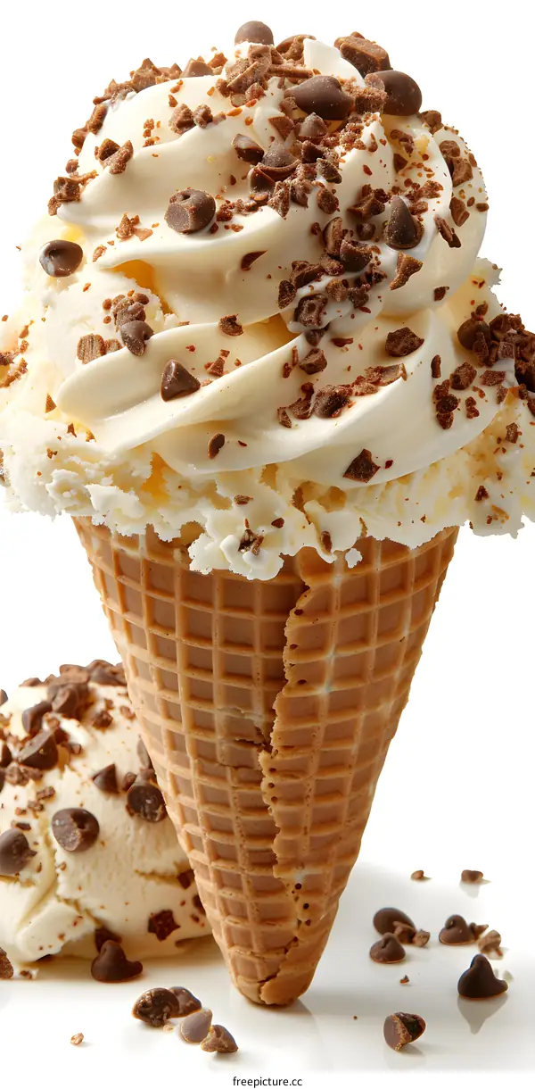 Ice cream in a waffle cone