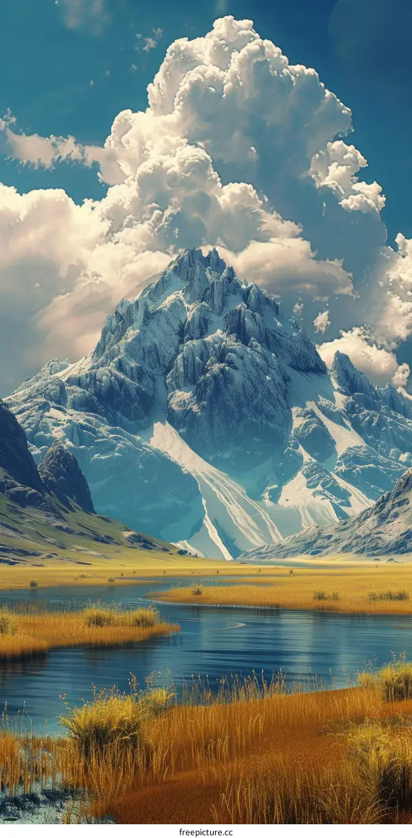 Serene Mountain Lake Digital Art