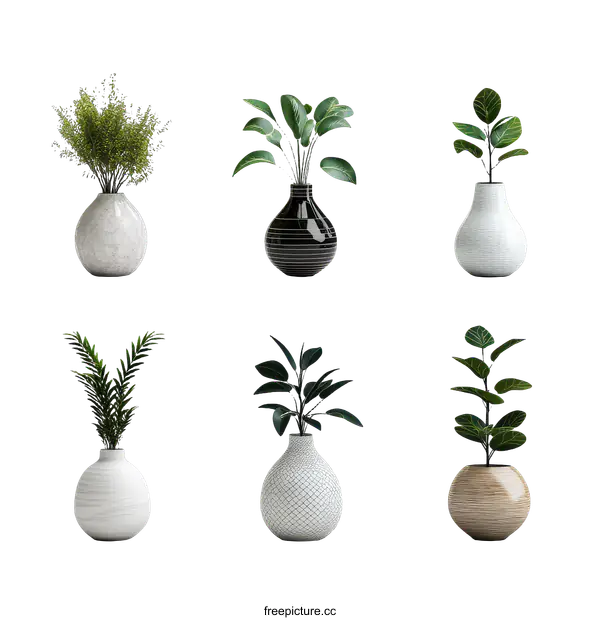 [Transparent Background PNG]Modern Decorative Plant Vases