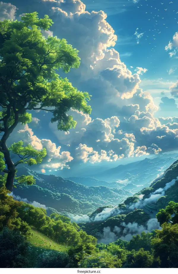 Serene Green Hills Under a Blue Sky