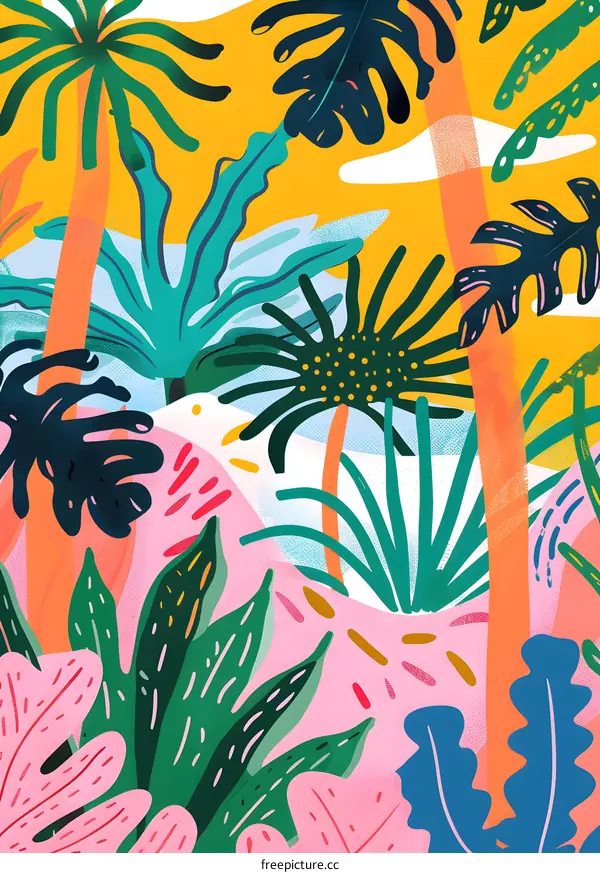 Tropical Jungle Leaves Illustration