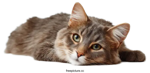 [Transparent Background PNG]Closeup of a Grey and Brown Cat