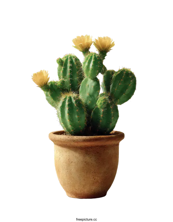 [Transparent Background PNG]Cactus in Terracotta Pot on White Background