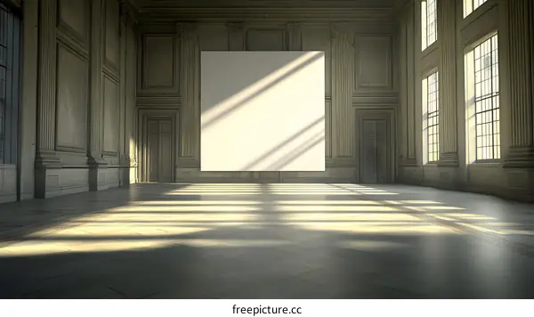 Empty Room with Large Canvas and Sunlight