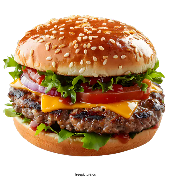 [Transparent Background PNG]Classic Cheeseburger on White Background