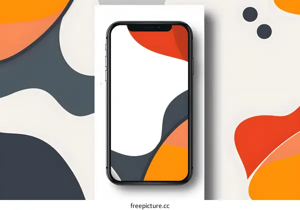 Abstract Phone Mockup with Orange and Gray Shapes