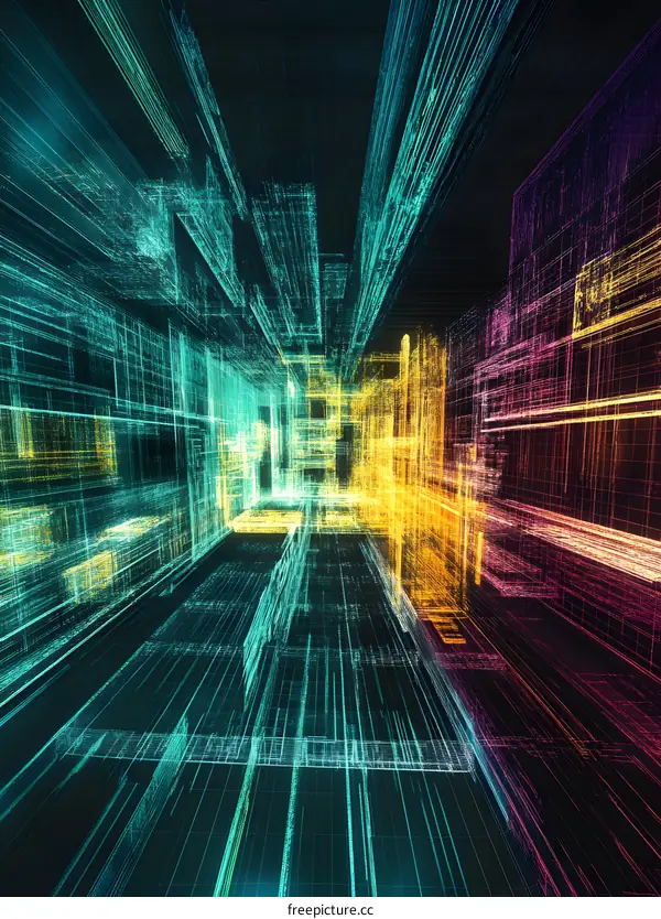 Abstract Cityscape With Lines and 3D Perspective