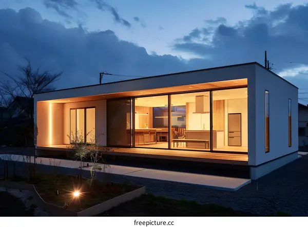 Modern Japanese House with Glass Walls and Wooden Deck